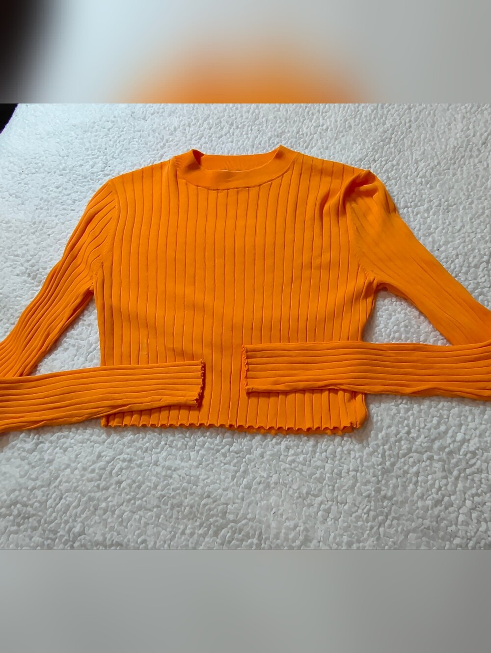Zara Orange Ribbed Long-Sleeve Crop Top